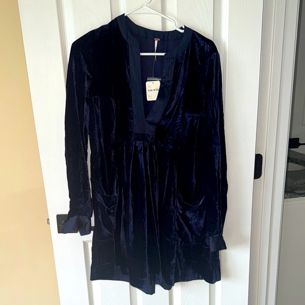 Free People Navy Velvet Dress